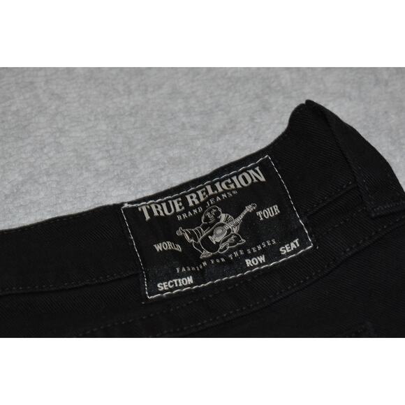 True Religion Jeans Shorts Men Size 38 Ricky Relaxed Straight Denim Black Cotton - Picture 1 of 6